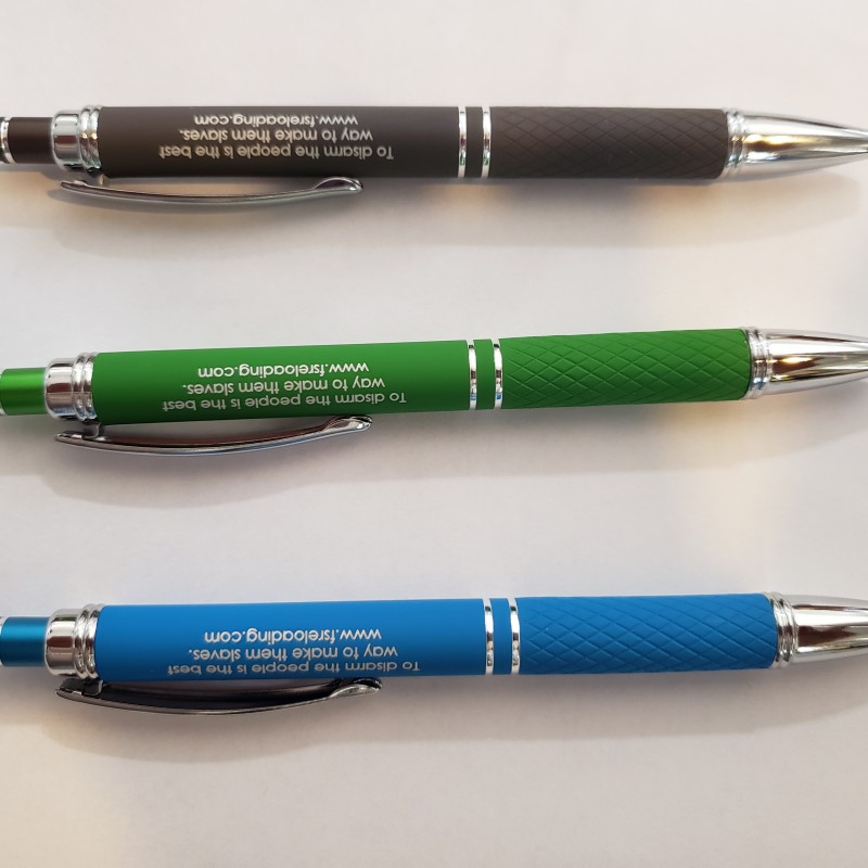 3 Bright Soft Touch Diamond Stylus Pens with Inscription, Black, Green, Blue