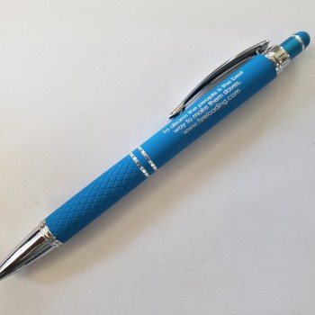 Blue Bright Soft Touch Diamond Stylus Pen with Inscription