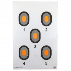 Action Target Bulls-Eye, Five Bullseye Target w/Orange Center, 100 Per Box 530-OC-100