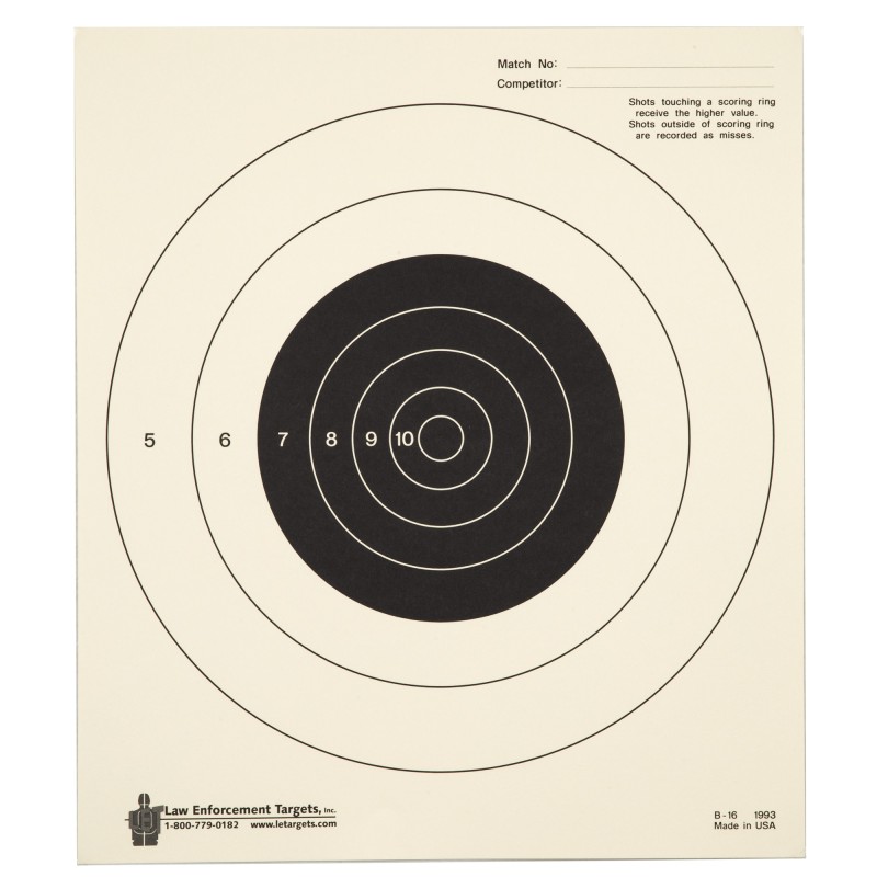 Action Target 25 Yard Slow Fire Bulls-Eye Target, Heavy Tagboard Paper, 10.5