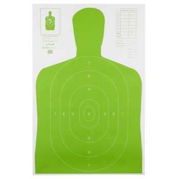 Action Target B-27E High Visibility Target, Fluorescent Green, Silhouette Cut Off Below Ring 7, 23