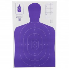 Action Target b-27E High Visibility Target, Fluorescent Purple, Silhouette Cut Off Below Ring 7, 23