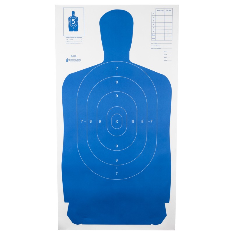 Action Target B-27S Standard Target, Full Size Blue Silhouette, 24