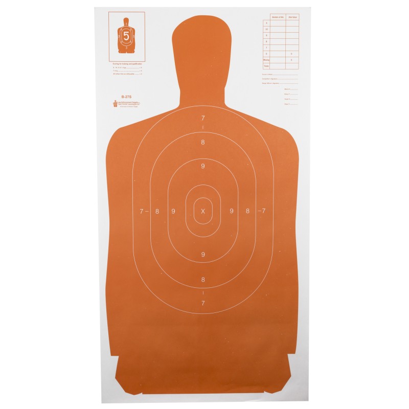 Action Target B-27S Standard Target, Full Size Orange Silhouette, 24