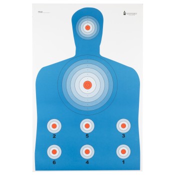 Action Target PR-CQ1, High Visibility Fluorescent Target, Modified B-27 Target, Black/Blue/Red, 23