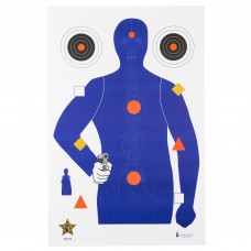 Action Target SSO-99, Sheriff's Office Sarasota Co. (FL) Modifies B21E Target With Vital Anatomy, Blue/Red/Gold/Black, 23