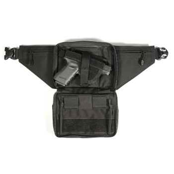 BLACKHAWK Concealed Weapon Fanny Pack, Fits Medium Frame Revolver/Compact Automatic Pistol, Ambidextrous, Black 60WF05BK