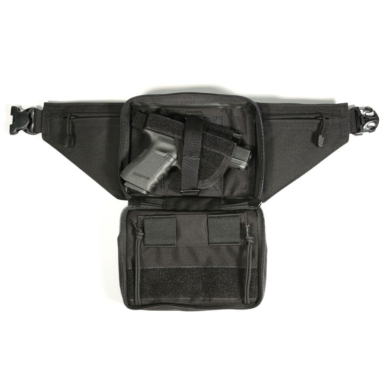 BLACKHAWK Concealed Weapon Fanny Pack, Fits Medium Frame Revolver/Compact Automatic Pistol, Ambidextrous, Black 60WF05BK