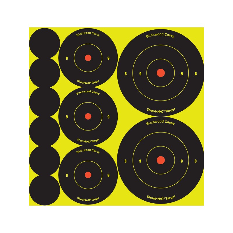Birchwood Casey Shoot-N-C Target, Round Bullseye, Assortment Kit,72-1