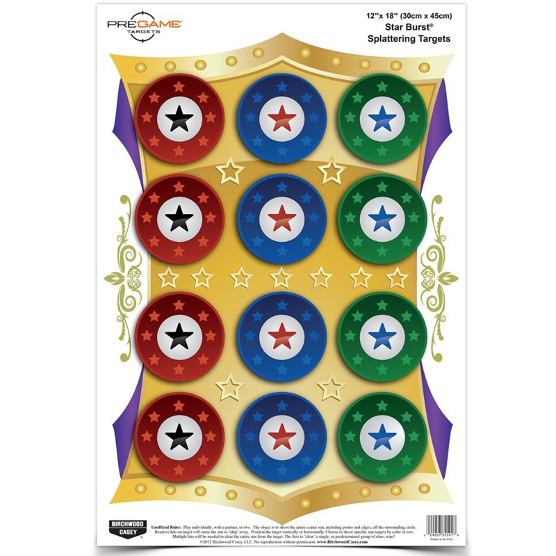 Birchwood Casey Pregame Target, Star Burst, 12x18, 8 Targets BC-35572