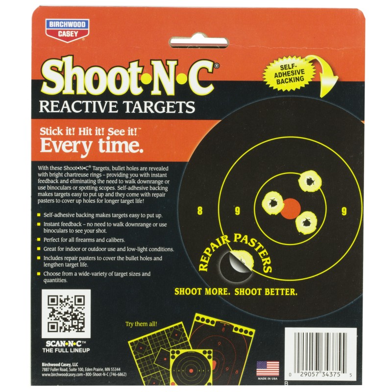 Birchwood Casey Shoot-N-C Target, Round Bullseye 3"