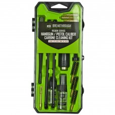 Breakthrough Clean Technologies Vision Series, Cleaning Kit, For Pistol Caliber Carbine .38/.40/.45 Cal, Includes Cleaning Rod Sections, Hard Bristle Nylon Brushes, Jags, Patch Holders, Cotton Patches, Durable Aluminum Hand