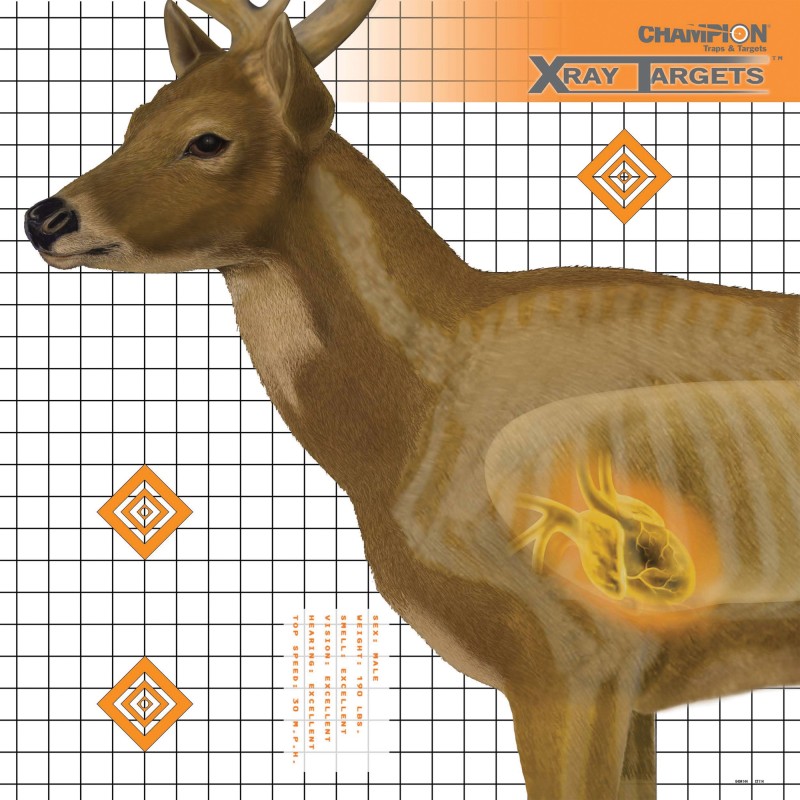 Champion Traps & Targets Deer X-Ray Target, 25x25, 6 Pack 45902