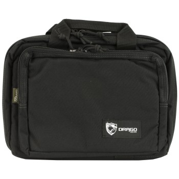 Drago Gear Double Pistol Case, 5 Internal Magazine Holders, Black 12-315BL