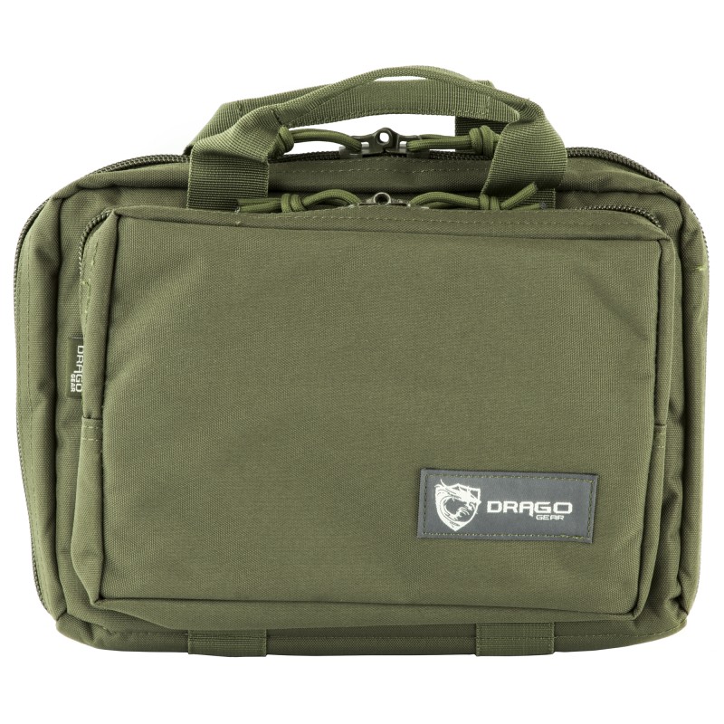 Drago Gear Double Pistol Case, 5 Internal Magazine Holders, OD Green 12-315GR