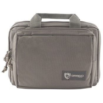 Drago Gear Double Pistol Case, 5 Internal Magazine Holders, 6005 Polyster, Seal Gray 12-315GY