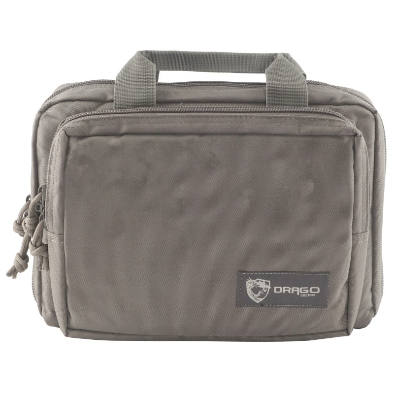 Drago Gear Double Pistol Case, 5 Internal Magazine Holders, 6005 Polyster, Seal Gray 12-315GY