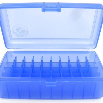 FS Reloading Plastic Ammo Box Small Pistol 50 Round Translucent Blue