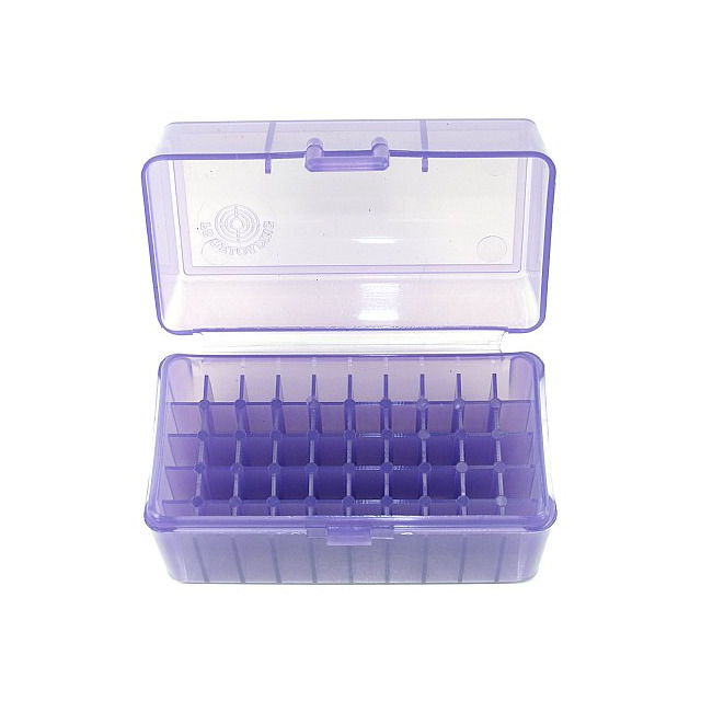 FS Reloading Plastic Ammo Box Small Rifle 50 Round Translucent Purple