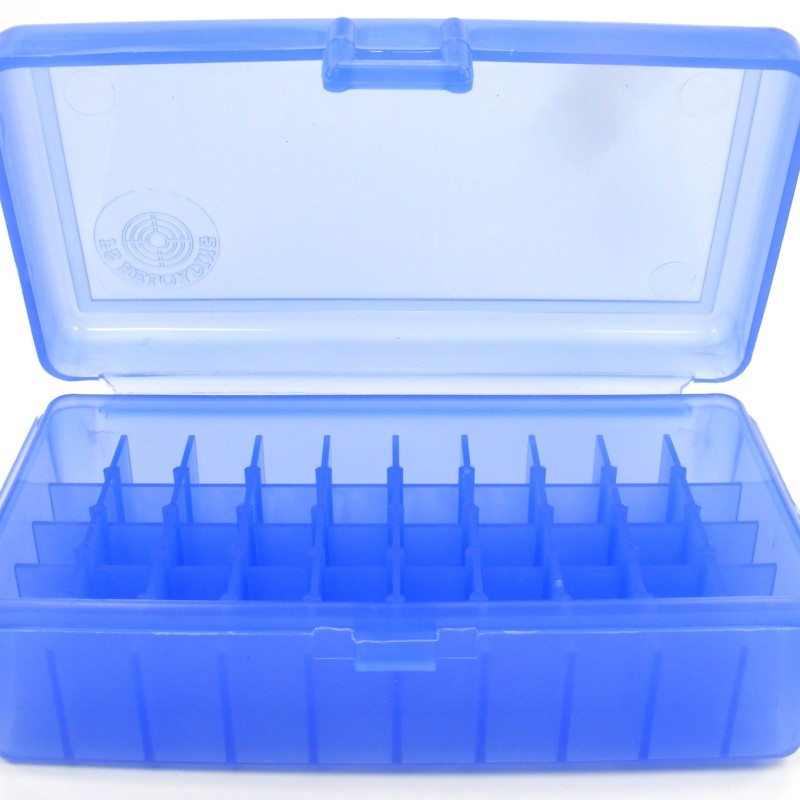 FS Reloading Plastic Ammo Box Automatic Pistol 50 Round Translucent Blue