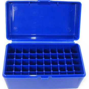FS Reloading Plastic Ammo Box Large Rifle 50 Round Solid Blue