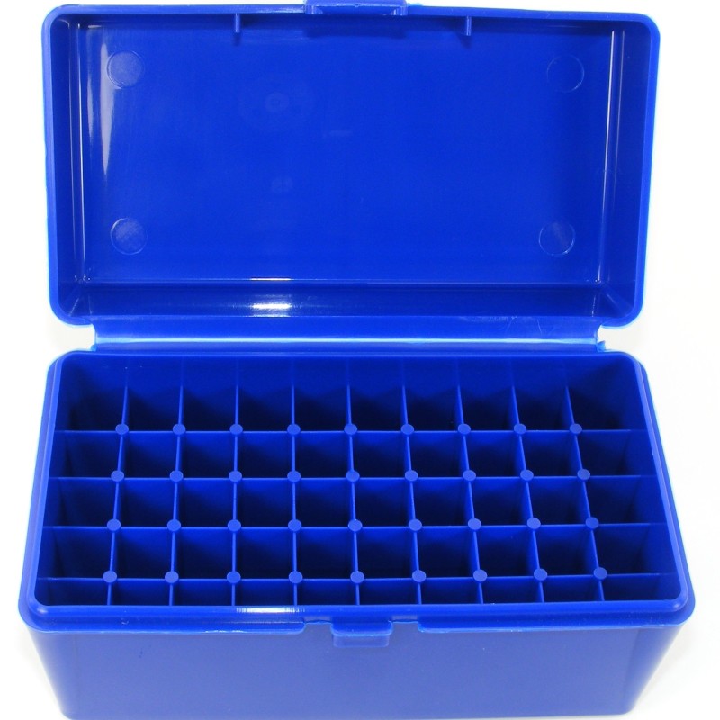 FS Reloading Plastic Ammo Box Large Rifle 50 Round Solid Blue