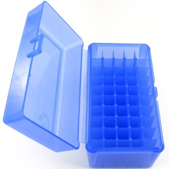 FS Reloading Plastic Ammo Box Medium Rifle 50 Round Translucent Blue