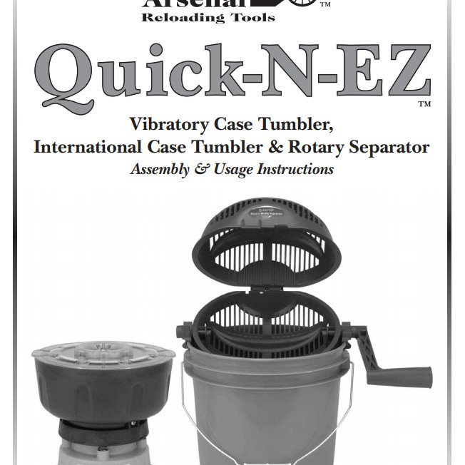 Frankford Arsenal Quick-N-EZ Vibratory Case Tumbler & Kits Master Instructions
