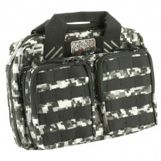 G-Outdoors, Inc. Tactical Quad Pistol Range Bag, Gray Digital Camo, Soft, Holds Up To 6 Pistols Utilizing 2 RemovablePadded Pouches, 8 Backside Magazine Storage Pouches, MOLLE Webbing for Adding Accessories, Twin Front Ammo Storage Pouche