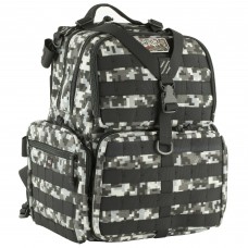 G-Outdoors, Inc. Tactical Range Backpack, Gray Digital Camo, Soft, Holds 3 Pistols, Padded Waist Strap and Internal Honeycomb Frame for Load Stability, Includes Pull Out Rain Cover, 4 Outside Zipper Pockets for Ammo and Other Accessories,