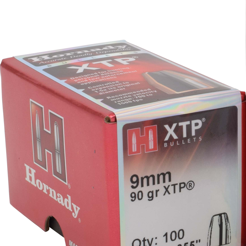 Hornady XTP Bullets 9mm .355 90 Grain box of 100