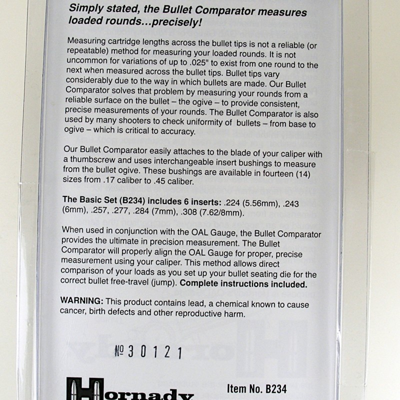 Hornady Lock-N-Load Bullet Comparator Basic Set