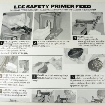Lee Precision Instructions Safety Primer Feed prior to 2012