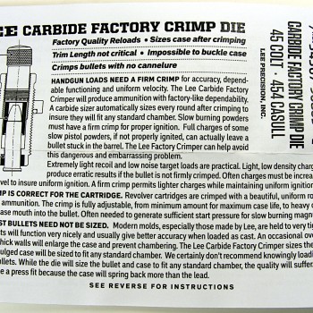 Lee Precision Factory Crimp Die Instructions 40SW/10