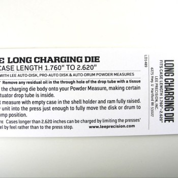 Lee Precision Instructions Long Charging Die