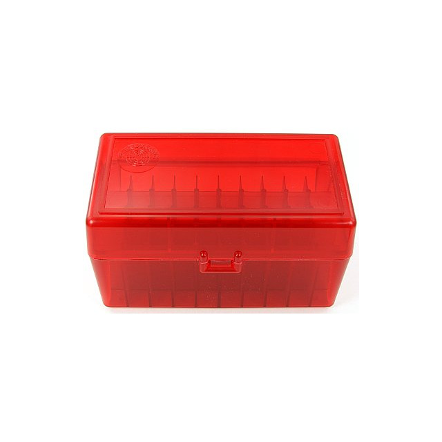 FS Reloading Plastic Ammo Box Small Rifle 50 Round Translucent Red