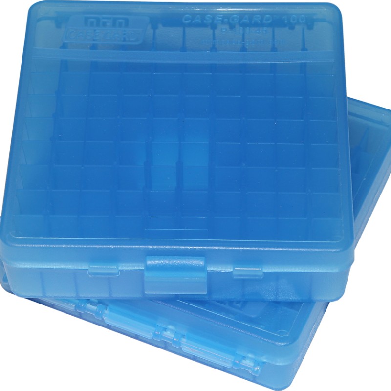 MTM Case-Gard Hinge Top Ammo Box 100 Rounds 41 Mag, 44 Mag, 45 LC Blue
