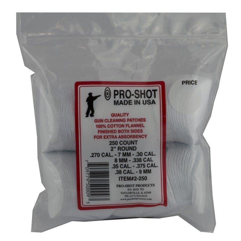 Pro-Shot Products Patches, Patch, .270-.38Cal, 250/Pack, Bag 2-250