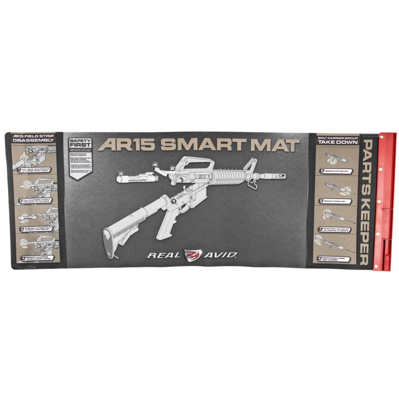 Real Avid Mat, Smart AR15 Cleaning Mat, Parts Keeper Tray, Magnetic Compartment, Oil/Solvent Resistant Coating, 43