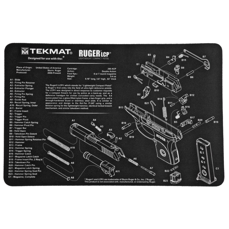 TekMat RUGER LCP Pistol Mat, 11