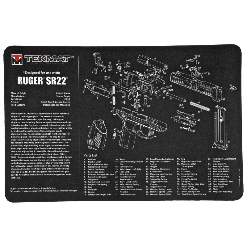 TekMat Ruger SR22 Pistol Mat, 11
