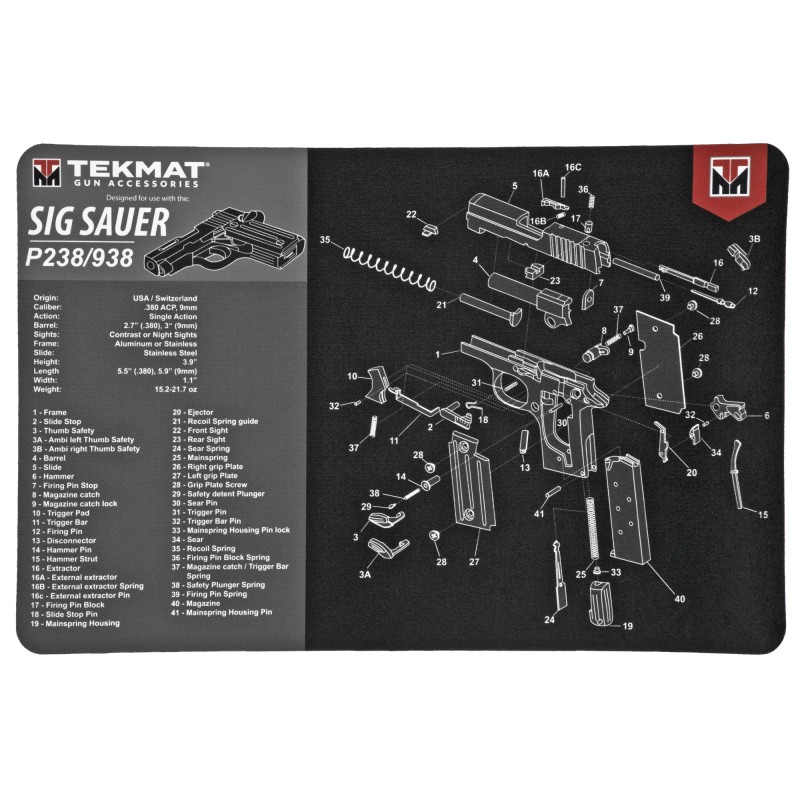 TekMat Sig P238 Pistol Mat, 11