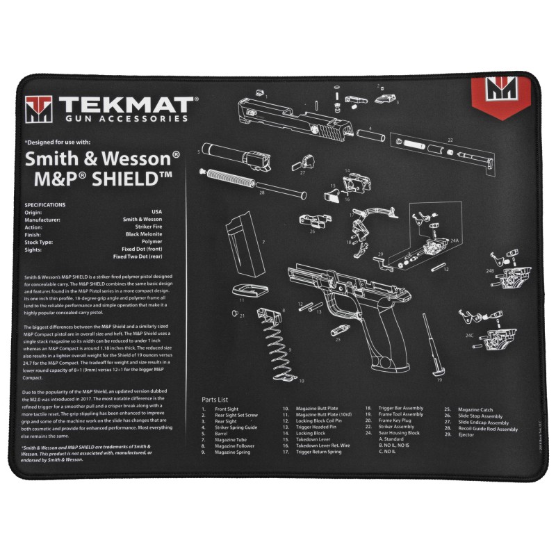 TekMat S&W M&P SHIELD Ultra Premium Gun Cleaning Mat, 15