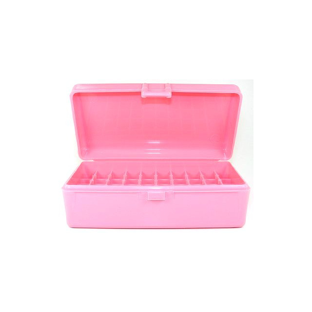 FS Reloading Plastic Ammo Box Large Pistol 50 Round Solid Pink 3 Pk