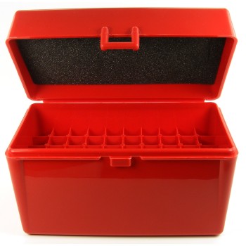 FS Reloading Plastic Ammo Box Large Rifle 50 Round Solid Red
