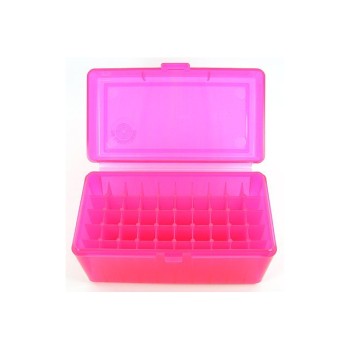 FS Reloading Plastic Ammo Box Large Rifle 50 Round Translucent Pink