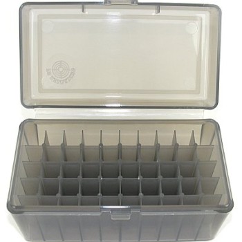 FS Reloading Plastic Ammo Box Medium Rifle 50 Round Translucent Smoke