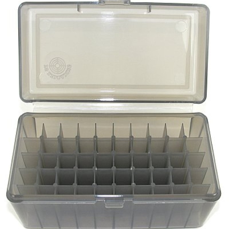 FS Reloading Plastic Ammo Box Medium Rifle 50 Round Translucent Smoke