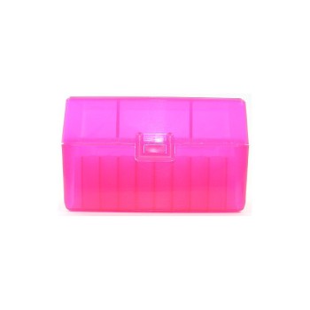 FS Reloading Plastic Ammo Box Small Rifle 50 Round Translucent Pink