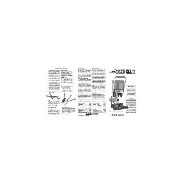 Lee Precision Load All Instruction Sheet